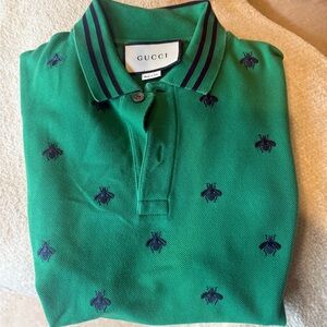 Gucci Green Polo with Dark Blue Accents